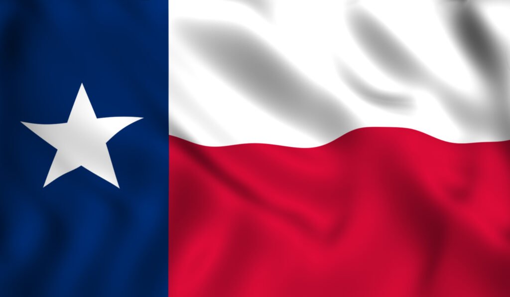 Texas state flag waving in the wind.