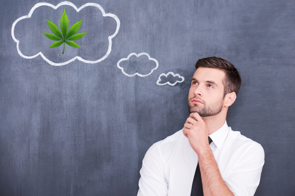 Trying cannabis for the first time in New Mexico guide image showing a person thinking about what to know before visiting a dispensary